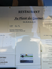 Menu / carte de Au Plaisir des Gourmets à Thouars