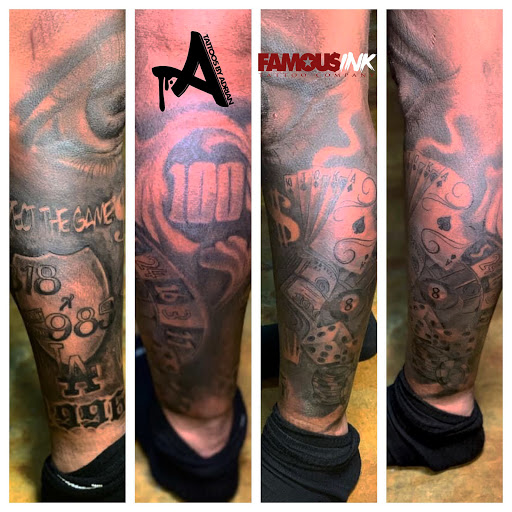 Explore arm blackout tattoo ideas, creative tattoo ideas in Hammond, available at Famous Ink, Inc.