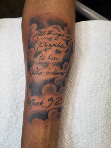 Explore word family tattoo ideas, creative tattoo ideas in Camden, available at Twisted Tattoo And Piercings