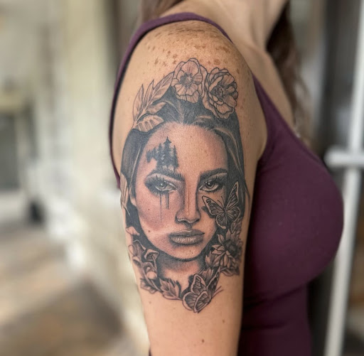 Explore arm sleeve tattoo ideas male, creative tattoo ideas in Fort Myers, available at Loyal 2 The Coil Tattoos & Piercings (Edison Mall Location Entrance F)