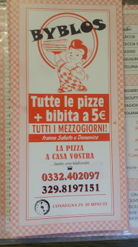 Carte du Pizzeria Byblos di Mechref Abbas Kassem à Vedano Olona