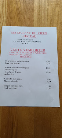 Restaurant du Vieux Château à Créhen carte