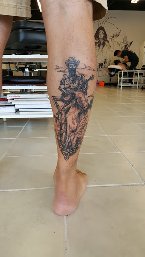 Explore guy leg tattoo ideas, creative tattoo ideas in Austin, available at Moon Tattoo