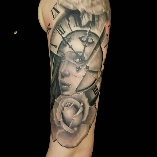 Explore back of the leg tattoo ideas, creative tattoo ideas in Calhoun, available at A Sailors Grave Tattoo Parlor