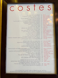 Menu du Hôtel Costes Restaurant à Paris