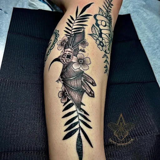 Explore rengoku tattoo ideas, creative tattoo ideas in Lees Summit, available at The Cherry Bomb Tattoo Co.