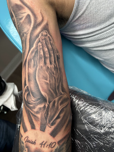 Explore line tattoo ideas for guys, creative tattoo ideas in Holly Ridge, available at Evolution Tattoo Studio