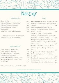 Menu du Néctar à Porto