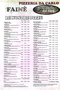 Menu du Fainè Da Carlo à Sassari