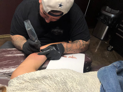 Explore smurf tattoo ideas, creative tattoo ideas in Arlington, available at Arlington Ink