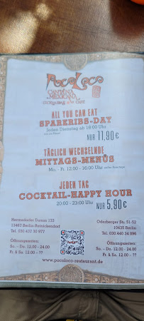 PocoLoco Cantina Mexicana à Berlin menu