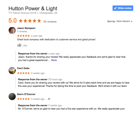 Electrician «Hutton Power & Light», reviews and photos, 5295 Greenwich Rd Ste 110, Virginia Beach, VA 23462, USA