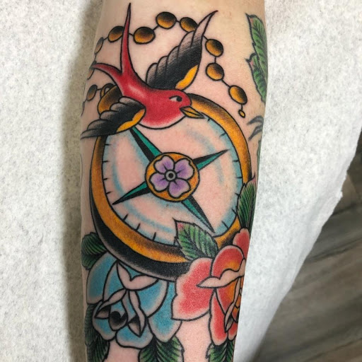 Explore girly tattoo sleeve ideas, creative tattoo ideas in Frisco, available at Frisco Tattoo Company - Steel PaintBrush