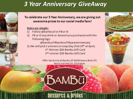 Dessert Shop «Bambu Desserts & Drinks», reviews and photos, 6050 Geary St, San Francisco, CA 94121, USA