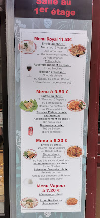 Royale d'Asie à Paris menu