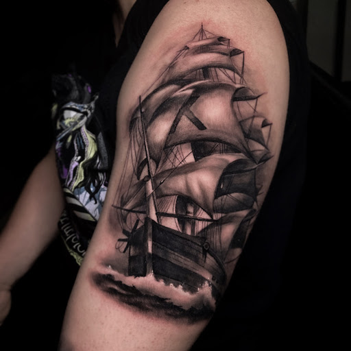 Explore forest sleeve tattoo ideas, creative tattoo ideas in Kissimmee, available at Fallen Sparrow Tattoo Co