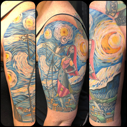 Explore shoulder chest tattoo ideas, creative tattoo ideas in Roseville, available at Fallen Angel Tattoo