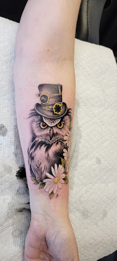 Explore dead dog tattoo ideas, creative tattoo ideas in Kalispell, available at Swindler Ink