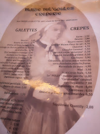 Crêperie Marie mil'goules à Angers menu
