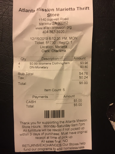 Thrift Store «Atlanta Mission Thrift Store», reviews and photos, 1140 Roswell Rd, Marietta, GA 30062, USA