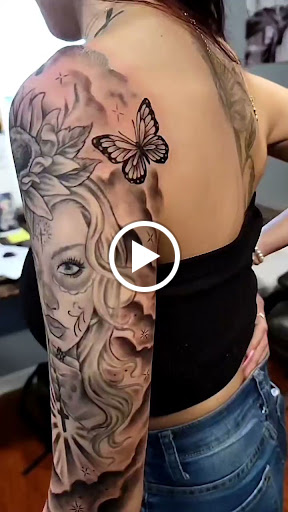 Explore sleeve tattoo ideas for females, creative tattoo ideas in Brentwood, available at Tinas Tattoos of Brentwood