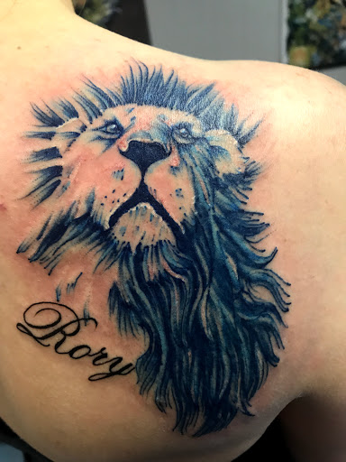 Explore polka trash tattoo ideas, creative tattoo ideas in Muncie, available at The Tattoo Studio