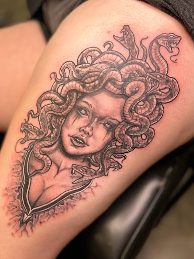 Explore ares tattoo ideas, creative tattoo ideas in Abilene, available at Lino Ink Tattoo Studio