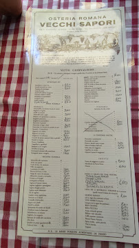 Menu du Trattoria Vecchi Sapori à Rome