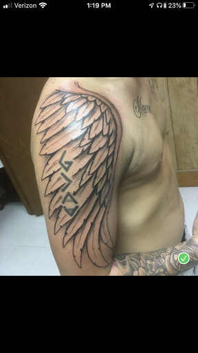 Explore embroidery tattoo ideas, creative tattoo ideas in Centre, available at Leftys