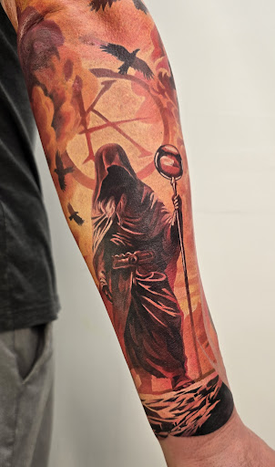 Explore zodiac tattoo ideas for men, creative tattoo ideas in Red Bank, available at Atelier I Gallery