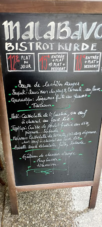 Bistro Mala Bavo à Paris (le menu)