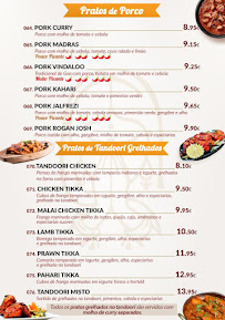 Menu du Tajmahal Indian Restaurant and Kebab House à Leiria