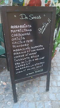 Menu du Da Sergio à Rome