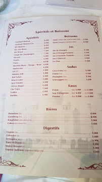 Menu / carte de Taj Mahal Restaurant Indien à Suresnes