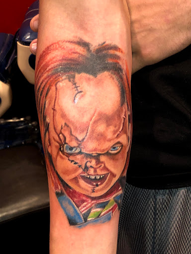 Explore sleeve cover up tattoo ideas, creative tattoo ideas in Houston, available at Sintown Tattoo Studio