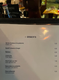 Kehribar à Paris menu