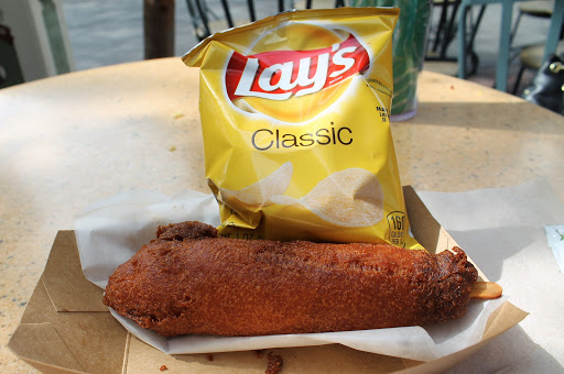 Corn dog and regular chips
