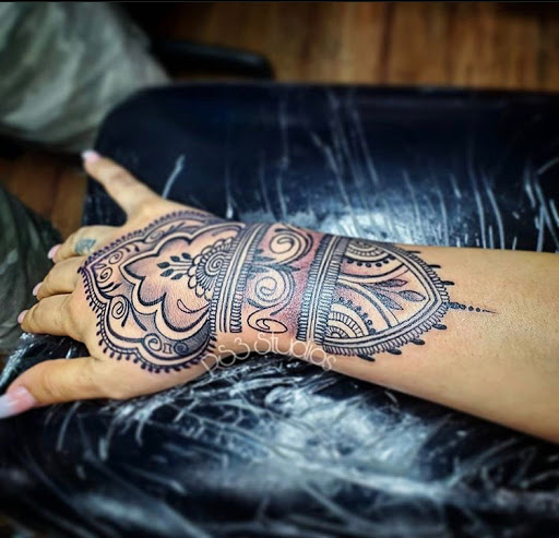 Explore back thigh tattoo ideas, creative tattoo ideas in Houston, available at RS3 Studios