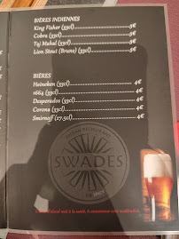 Swades à Vauréal menu