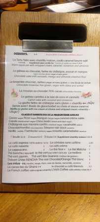 Le Grenier de Notre Dame à Paris menu