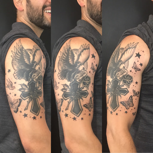 Explore song lyric tattoo ideas, creative tattoo ideas in Scarsdale, available at Damm Nice Tattoo & Body Art