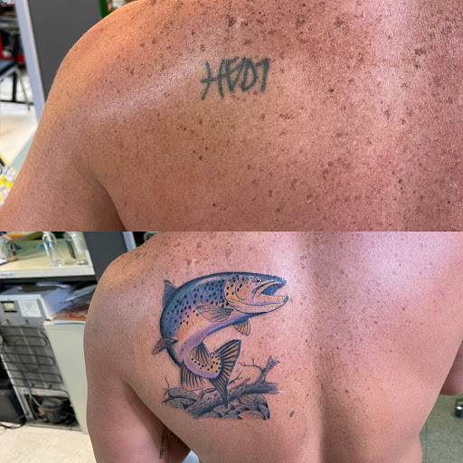 Explore side thigh tattoo ideas, creative tattoo ideas in Waynesboro, available at Hessoms Ink