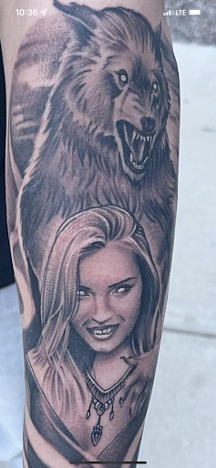 Explore shoulder blade tattoo ideas, creative tattoo ideas in Benson, available at Dark Matter Tattoo Studio