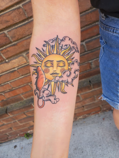 Explore black and gray tattoo sleeve ideas, creative tattoo ideas in Centralia, available at Lucky No.3 Tattoo Company