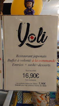 Restaurant YOLI à Narbonne menu