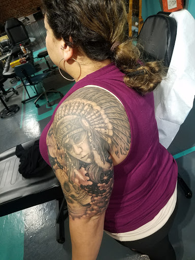 Explore shoulder tattoo idea, creative tattoo ideas in Houston, available at Los Muertos Tattoo Studio and Art Gallery
