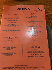 Menu du Duello restaurante mexicano à Porto