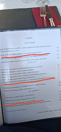 La Licorne à Fontevraud-l'Abbaye menu