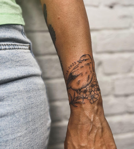 Explore chest tattoo lettering ideas, creative tattoo ideas in Clarksville, available at Leap Then Look Tattoo