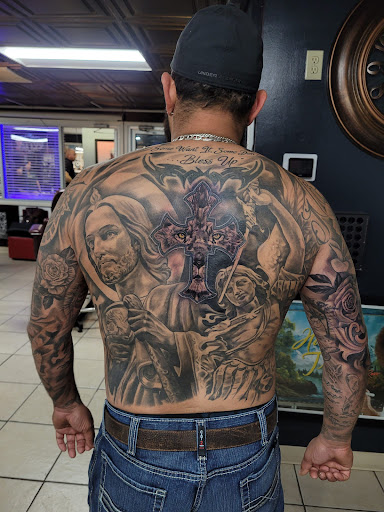 Explore men's memorial tattoo ideas, creative tattoo ideas in Midland, available at Good Faith Tattoo Studio